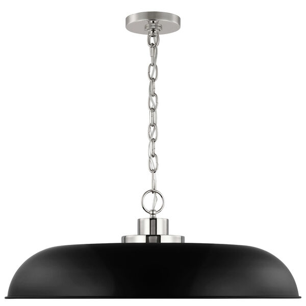 Colony Matte Black and Polished Nickel 24-Inch One-Light Pendant, image 2