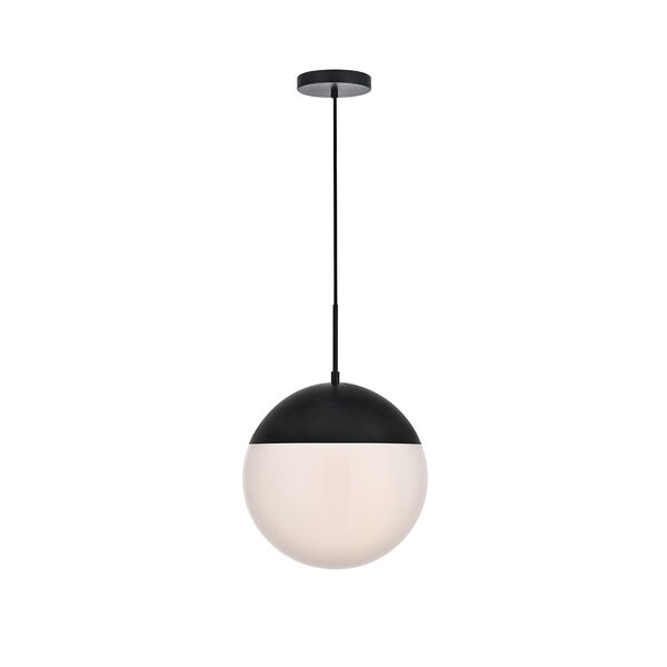 Eclipse Black and Frosted White 14-Inch One-Light Pendant, image 1