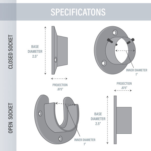 Satin Nickel 48-84 Inches Adjustable Room Divider Rod and Socket Set, image 4