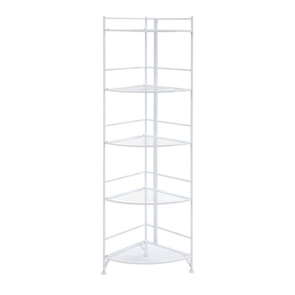 Xtra Storage White Five-Tier Folding Metal Corner Shelf, image 4