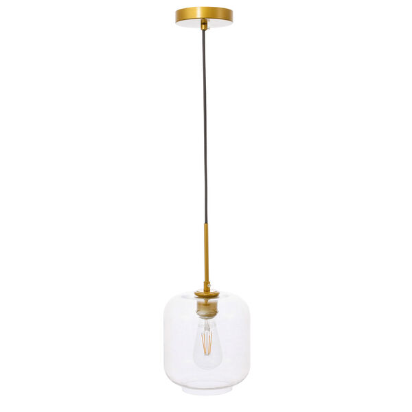Collier Brass Seven-Inch One-Light Mini Pendant with Clear Glass, image 5