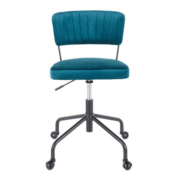 Tania Black and Teal Rich Velvet Upholstery Task Chair, image 5