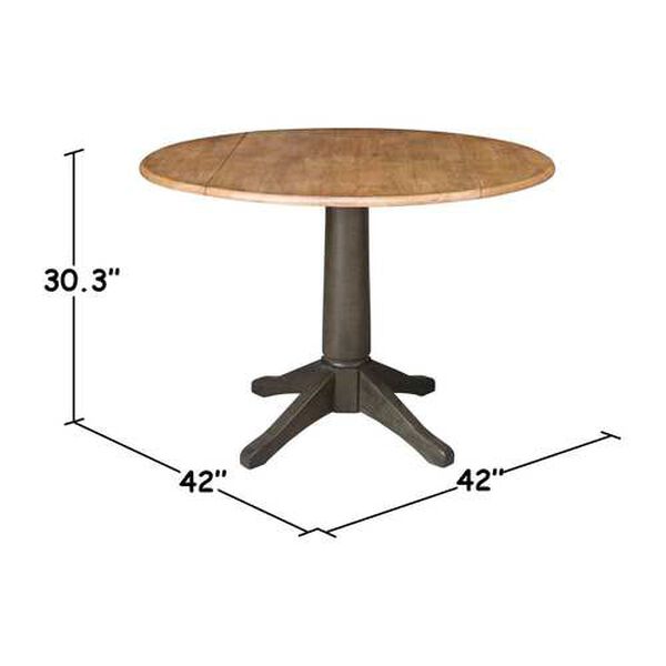 Hickory Washed Coal Round Top Dual Drop Leaf Pedestal Dining Table, image 2