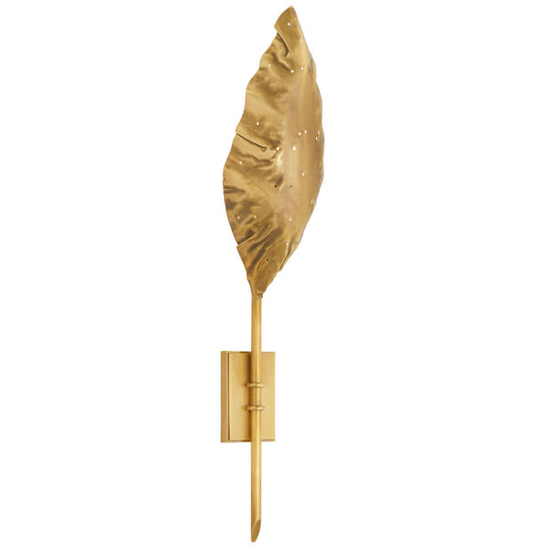 Dumaine Single Pierced Leaf Sconce in Antique-Burnished Brass by Julie Neill, image 1