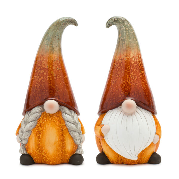 Orange Pumpkin Gnome Figurine , Set of Two, image 1