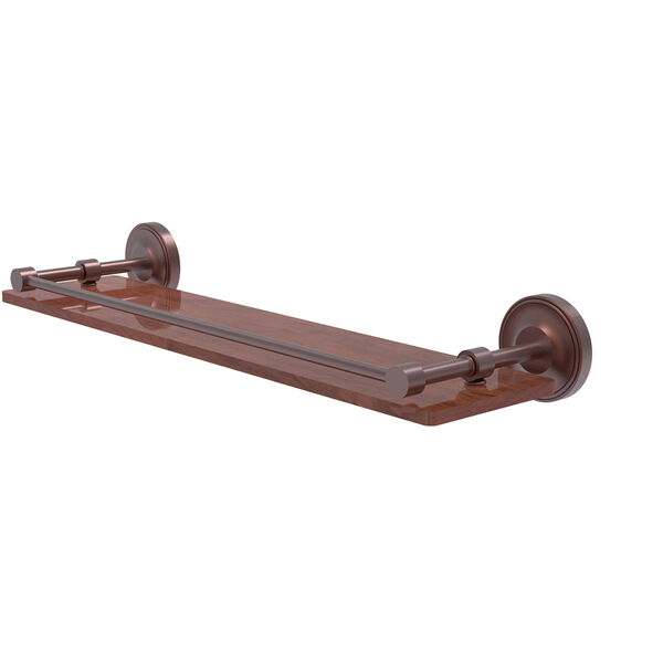 Prestige Regal Antique Copper 22-Inch Solid IPE Ironwood Shelf with Gallery Rail, image 1