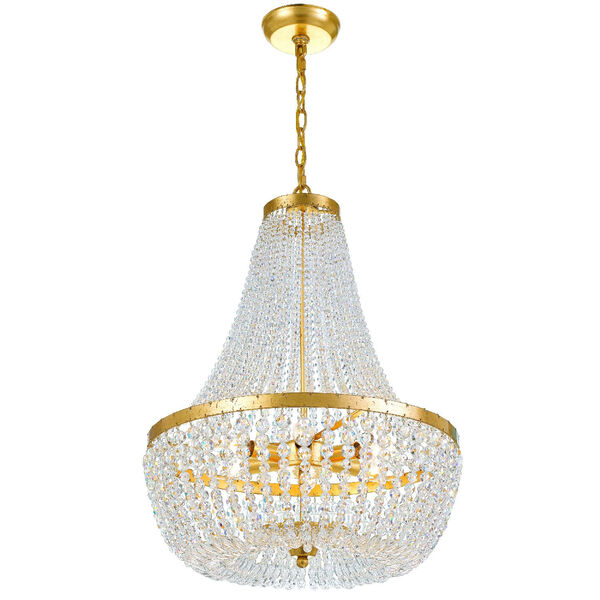 Rylee Antique Gold Six Light Chandelier with Hand Cut Faceted Crystal Beads, image 2