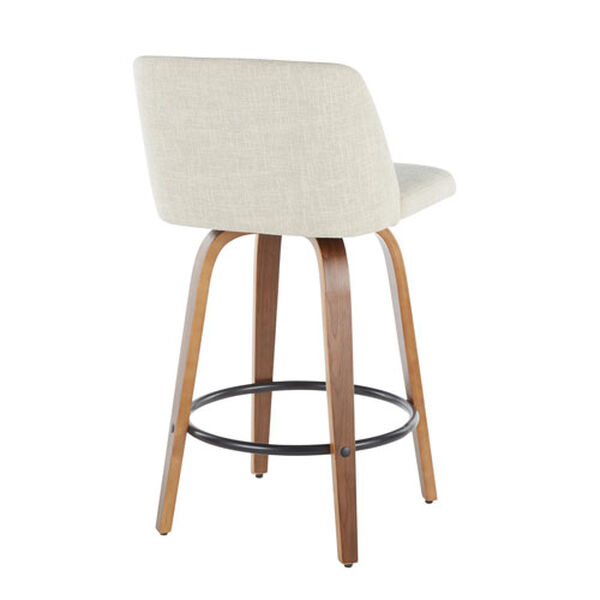 Toriano Walnut, Cream and Black Counter Stool with Round Footrest, Set of 2, image 3