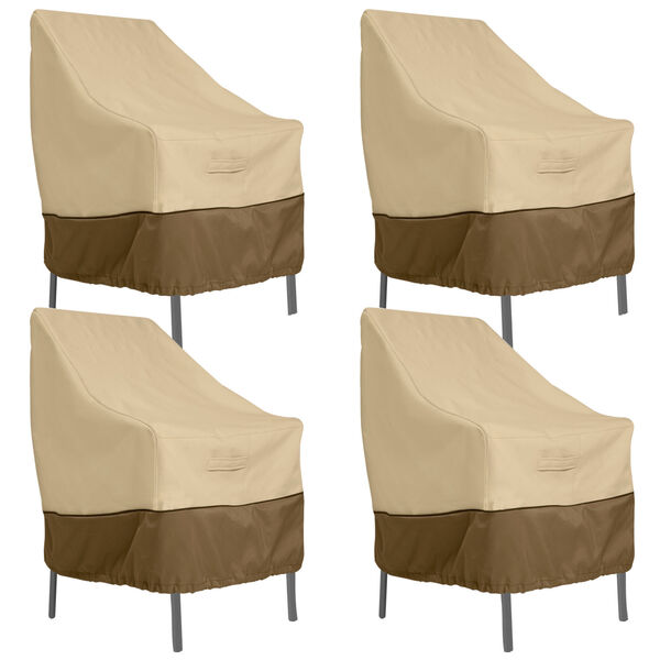 Ash Beige and Brown High Back Patio Chair Cover, Set of 4, image 1