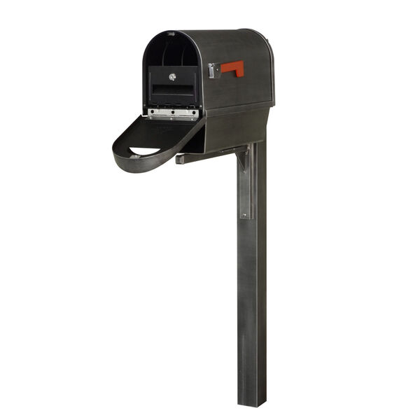 Classic Curbside Swedish Silver Mailbox with Newspaper Tube, Locking Insert and Wellington Mailbox Post, image 1