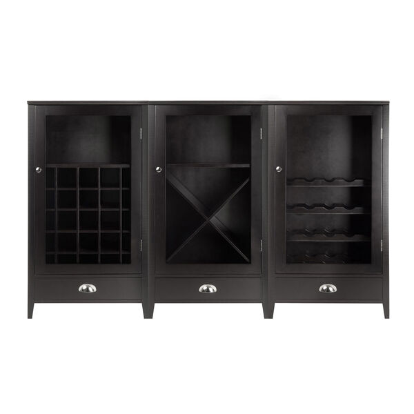 Bordeaux 3-Piece Modular Wine Cabinet  Set with Tempered Glass Doors, image 1