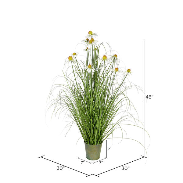 Green 48-Inch Daisy Grass with Iron Pot, image 2