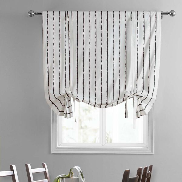 Sharkskin Black Stripe Printed Cotton Tie-Up Window Shade Single Panel, image 2