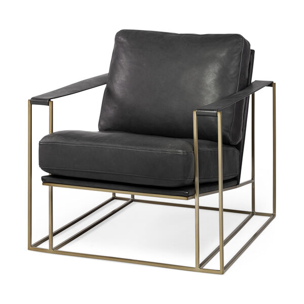 Watson Black and Gold Leather Wrapped Arm Chair, image 1
