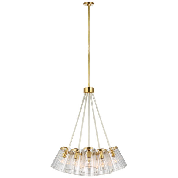 Thoreau Large Chandelier in Soft Brass and Cream with Clear Glass by kate spade new york, image 1