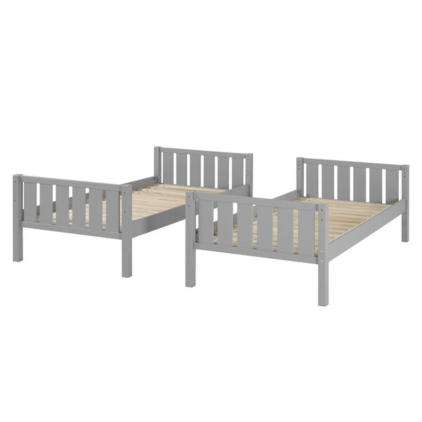 Solid Wood Slat Grey Twin Bunk Bed, image 3