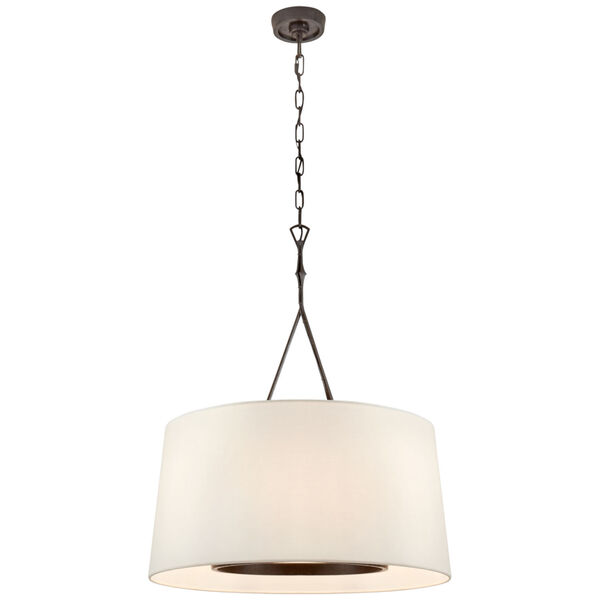 Dauphine Large Hanging Shade in Aged Iron with Linen Shade by Studio VC, image 1