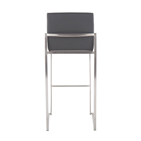 Fuji Stainless Steel and Grey High Back Bar Stool, Set of 2, image 5