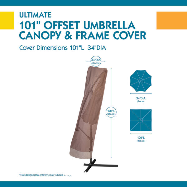 Ultimate Mocha Cappuccino 101 In. Patio Offset Umbrella Cover with Integrated Installation Pole, image 3