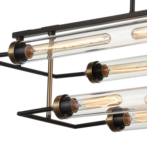 North By North East Oil Rubbed Bronze and Satin Brass Eight-Light Chandelier, image 3