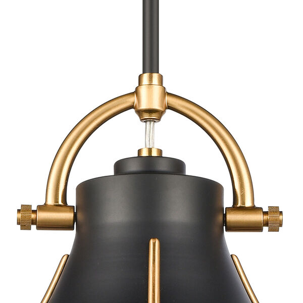 Urbanite Matte Black and Satin Brass One-Light Mini Pendant, image 3