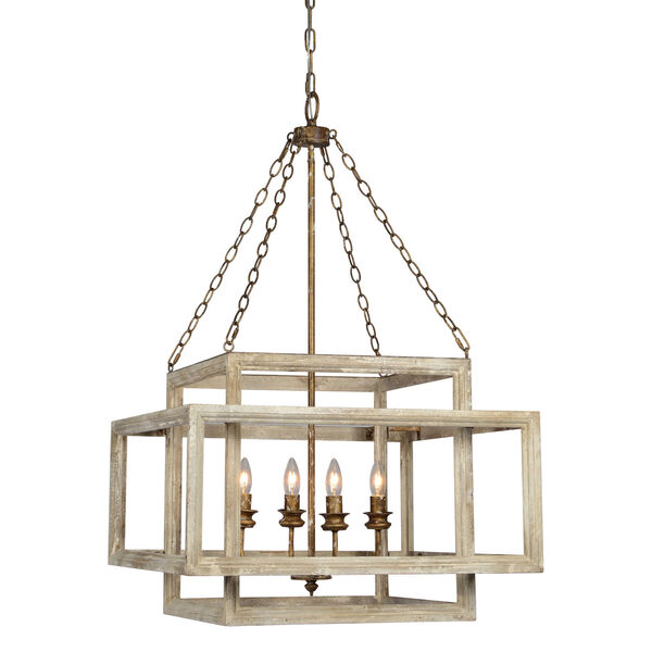 Patterson White Distressed Four-Light Chandelier, image 1