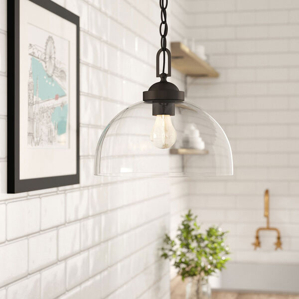 Knoll Oil Rubbed Bronze One-Light Down Pendant with Clear Glass, image 2