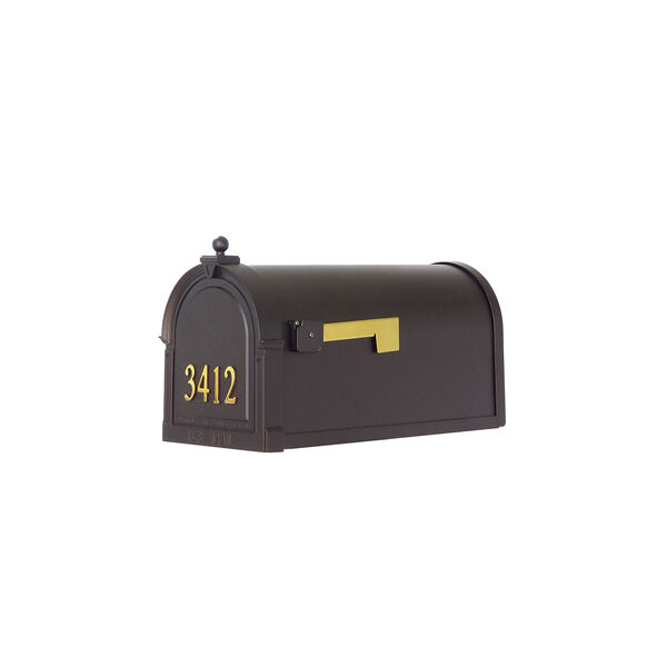 Curbside Black Mailbox with Front Numbers and Baldwin Front Single Mounting Bracket, image 1