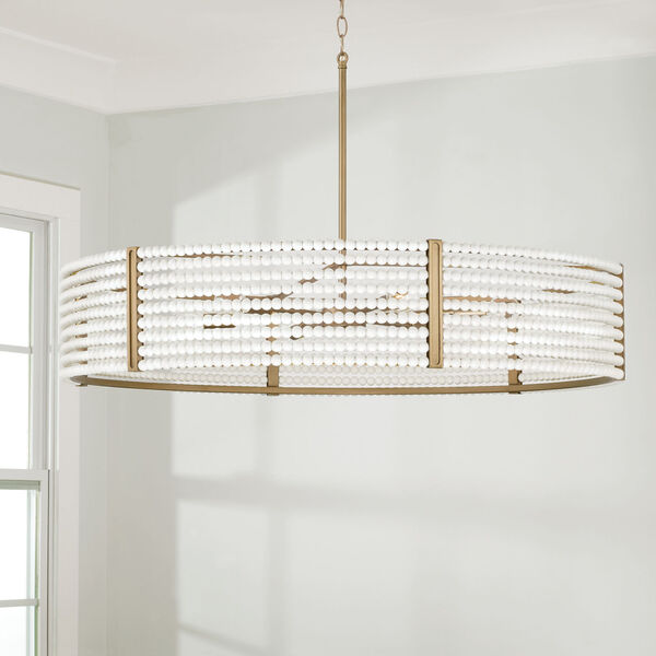 Brynn Aged Brass Painted Six-Light Chandelier with Pated Wooden Beads, image 5