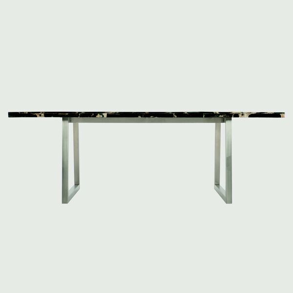 Pierre Noire Black and Polished Stainless Steel Dining Table, image 3
