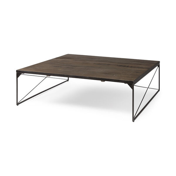 Trestman I Dark Brown and Black Square Wood Top Coffee Table, image 1