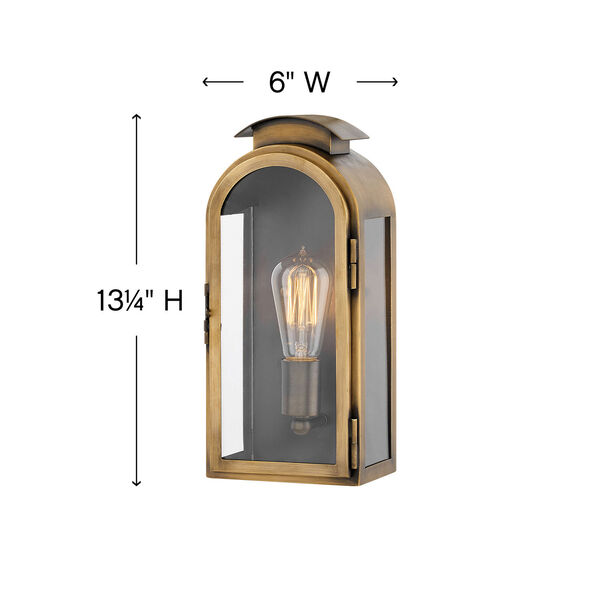 Rowley Light Antique Brass One-Light Outdoor Small Wall Mount, image 7