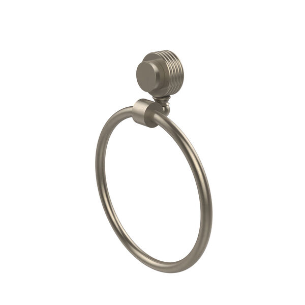 Venus Collection Towel Ring with Groovy Accent, Antique Pewter, image 1
