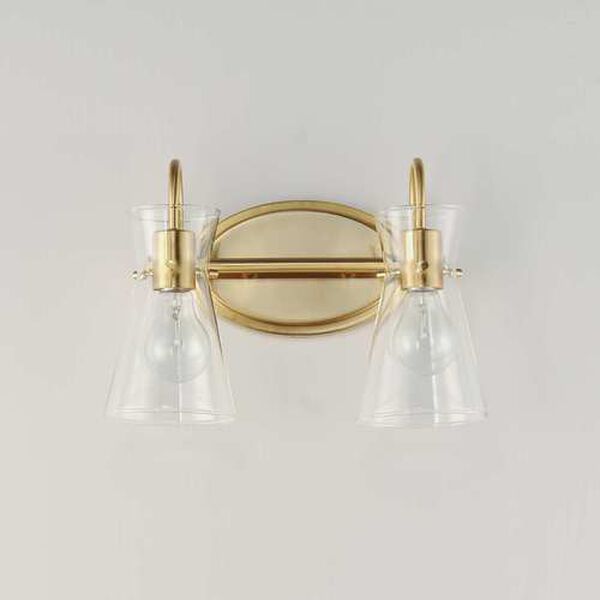 Ava Natural Aged Brass Two-Light Bath Vanity, image 2