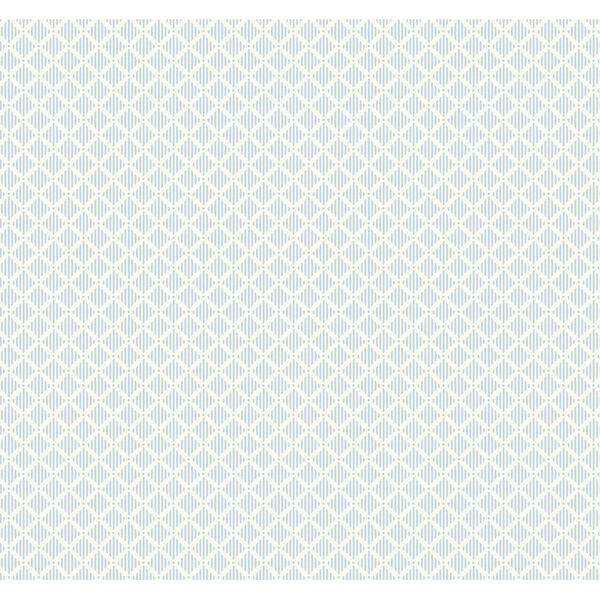 Grandmillennial Blue White Diamond Gate Pre Pasted Wallpaper - SAMPLE SWATCH ONLY, image 2