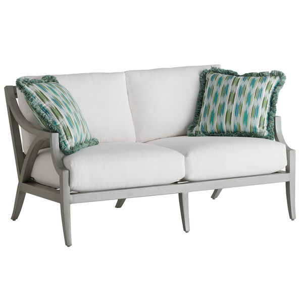 Silver Sands Soft Gray and Blue Loveseat, image 1