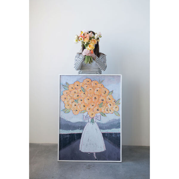 Gallery Girl Holding Flowers Wood Framed Wall Decor, image 3