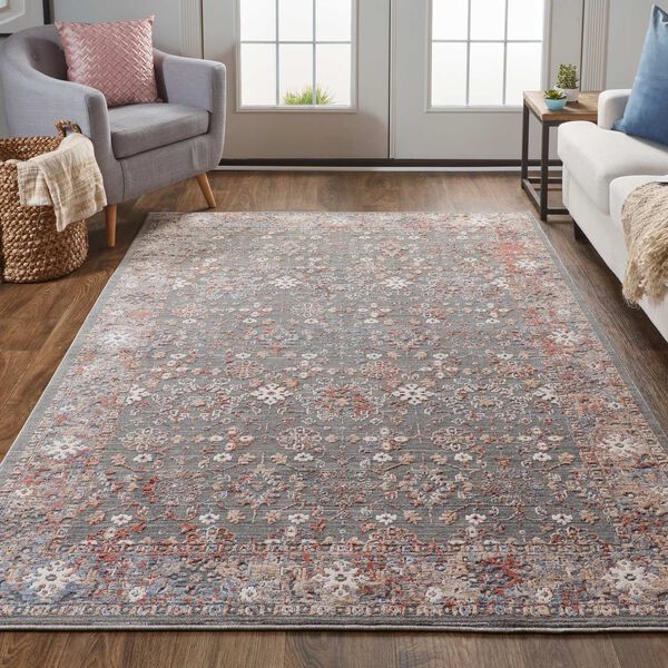 Thackery Gray Pink Red Rectangular 3 Ft. 6 In. x 5 Ft. 4 In. Area Rug, image 3