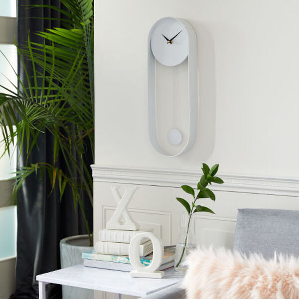 White Metal Contemporary Wall Clock, image 4