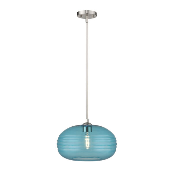 Harmony Brushed Nickel and Blue 14-Inch One-Light Pendant - (Open Box), image 4