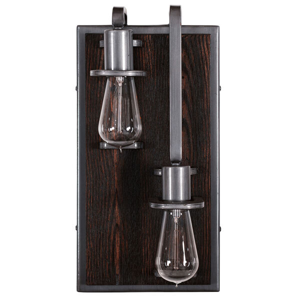 Lofty Steel and Faux Zebrawood Two Light Right Wall Sconce, image 3