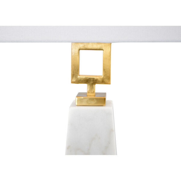 Natural White and Antique Gold One-Light Pyramic Table Lamp, image 2