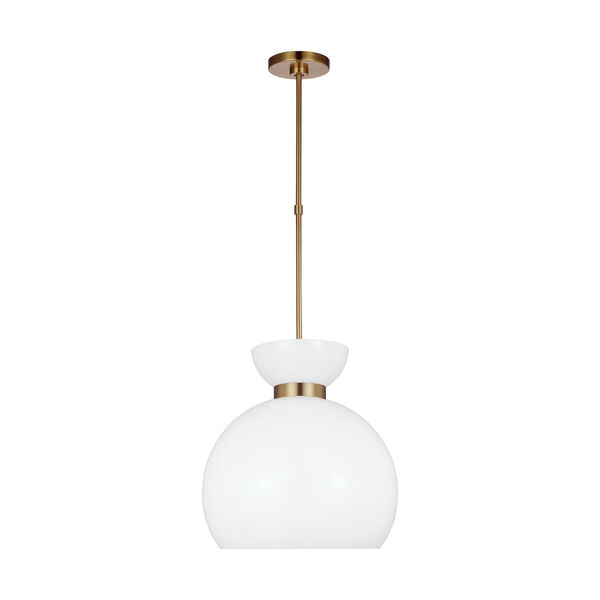 Londyn Burnished Brass One-Light Pendant with Milk White Shade, image 1