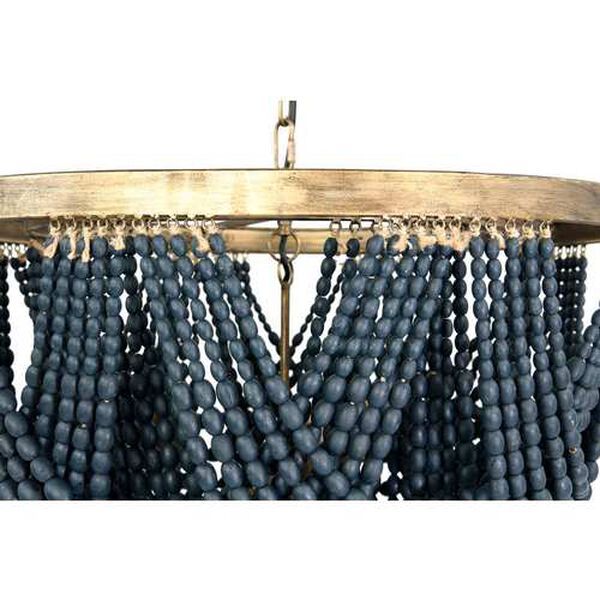 Draped Blue Wood Beads One-Light Chandelier, image 6