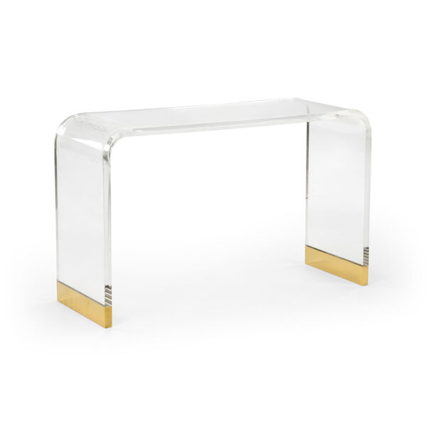 Antique Brass Acrylic Waterfall Console Table, image 1