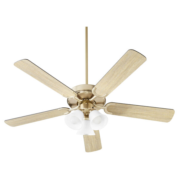 Virtue Aged Brass Three-Light 52-Inch Ceiling Fan with Satin Opal Glass, image 1