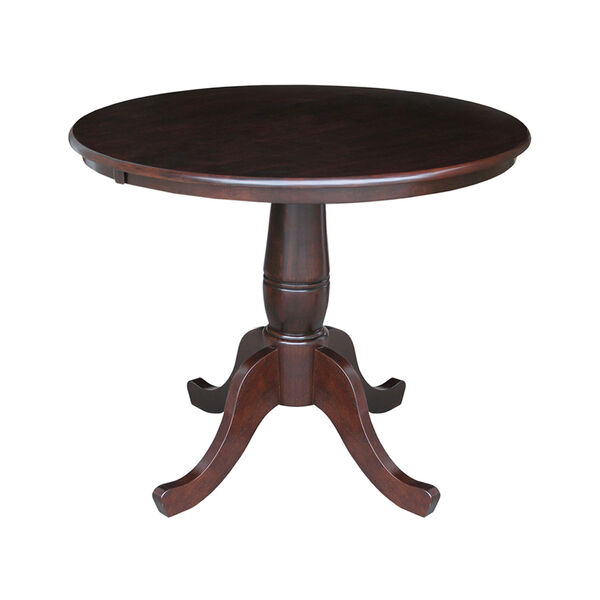 30-Inch Tall, 36-Inch Round Top Rich Mocha Pedestal Dining Table, image 1