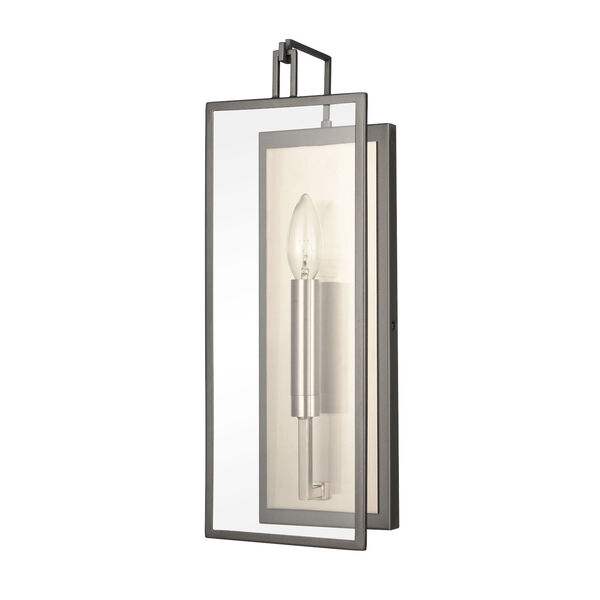 Gianni Dark Gray and Satin Nickel One-Light Wall Sconce, image 3