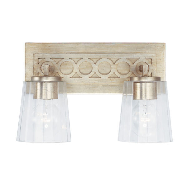 Isabella Winter Gold Two-Light Bath Vanity with Clear Faceted Glass Shades, image 2