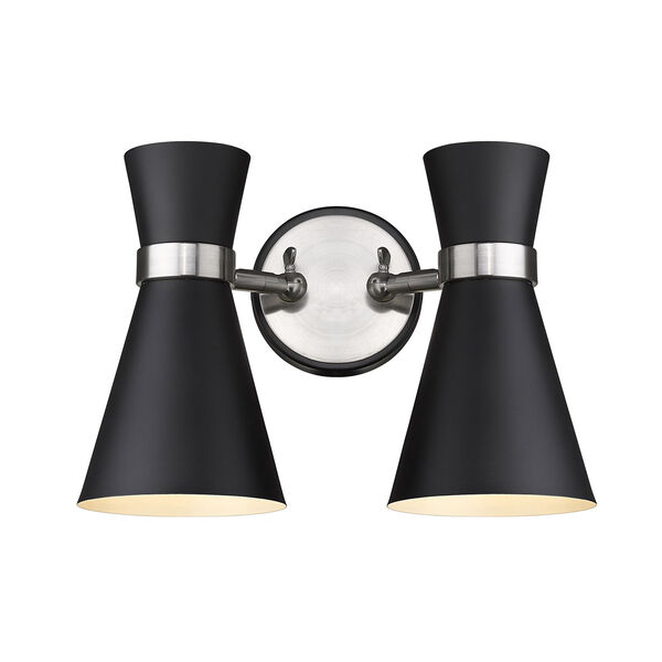 Soriano Matte Black and Brushed Nickel Two-Light Wall Sconce, image 1